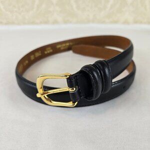 Classic Club Size Medium/26 Black Italian Split Leather Belt Gold Hardware